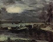 John Constable, Boats on the Stour, Dedham Church in the background